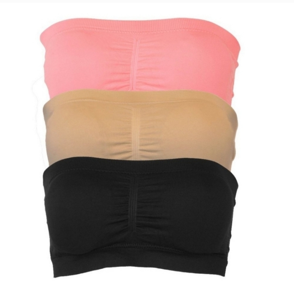 Set of Three Wire Free Bras in Pink, Nude and Black